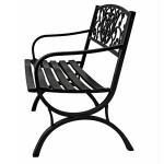 Mamido Záhradná kovová lavica pre 2 osoby dekoratívna čierna