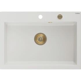 MEXEN/S MEXEN/S - Elix granitový drez 1-miska 700 x 500 mm, biela, sifón zlatá 6526701005-20-G