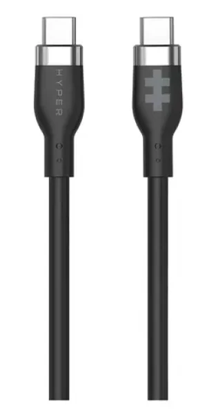 Hyper Nabíjací kábel Silicone 60W USB-C (M) - USB-C (M) 1,5 m čierna / Dátový kábel / USB-C / 60 W (HJ4011BKGL)