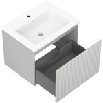 MEXEN/S - Rivel kúpeľňová skrinka 60 cm s umývadlom Otis, 1 šuplík, reliéf, šedá mat/biela mat 91A20-06047-1-BF62-W18M01
