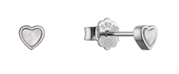 Evolution Group Minimalistické strieborné náušnice Srdiečka s perleťou 11707.1
