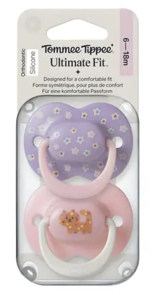 Tommee Tippee Cumlík Ultimate Fit Girl 6-18 m / Silikónový / Ortodontický tvar / 2 ks