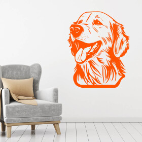 Veselá Stena Samolepka Zlatý retriever Farba: oranžová, Veľkosť: 80 x 65 cm