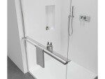 CERANO - Sprchová zástena Walk-in Onyx Round Ľ/P - 8 mm + polička/držiak na uteráky - guľatá vzpera - chróm, transparentné sklo - 90x200 CER-477170