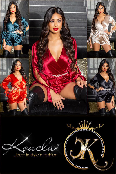 Sexi overal K9608 Saténový vzhľad - Koucla UNI černá