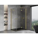 MEXEN/S - Mist-F Duo sprchovací kút skladacie dvere pravá 75 x 90, transparent, zlato kartáčovaná 8A6-075L-090P-55-00