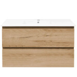 Kúpeľňová skrinka 2 zásuvková s keramickým umývadlom SAT B-Way 99x50x45 cm dub mat BWAY2100OAKU4BI BWAY2100OAKU4BI