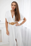 Dlhé šaty s ozdobným pásom biele UNI