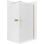 CERANO - Sprchová zástena Walk-in Onyx Cube Ľ/P - 8 mm - hranatá vzpera - zlatá, ryhované sklo - 90x200 CER-8050BD603