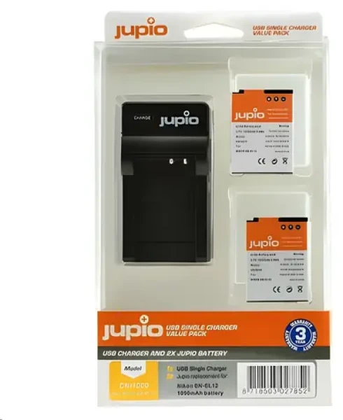 JUPIO EN-EL12 / Sada 2× akumulátor + nabíjačka / 1050 mAh / pre Nikon (CNI1000)