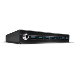 Lindy USB 3.0 Hub 7 portov kov čierna / USB hub / kábel 0,8 m / 0-65 °C (43128)