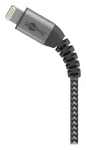 Goobay 49268 1m Space Grey/Silver / Dátový kábel / USB-A / Lightning / Textilné (49268)