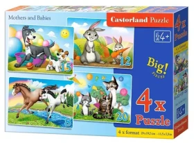 Castorland 041053 Puzzle Zvieracie mamičky s mláďatami 4v1 (8,12,15,20 dielikov)