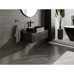 MEXEN/S - Rivel kúpeľňová skrinka pod umývadlo 80, 1 šuplík, reliéf, čierna mat 91A20-08023-1-BF71