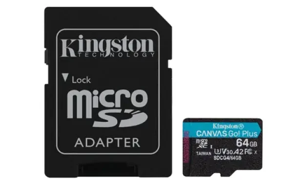 Kingston Canvas Go PLUS microSDXC 64GB s adaptérom / UHS-I V30 / U3 / Class 10 / čítanie: až 200MBs / zápis: až 160 MBs (SDCG4/64GB)