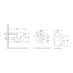 AQUALINE - DENICA závesná WC misa, Vortex Rimless, 36x52cm, biela PS8512