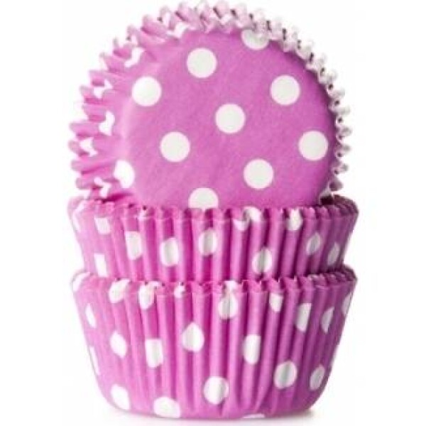 Košíčky na mini muffiny, 60 ks, fialové s bielymi bodkami - House of Marie - House of Marie