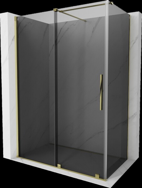 MEXEN/S - Velár sprchovací kút, posuvné dvere 150 x 85, grafit, zlato 871-150-085-41-50