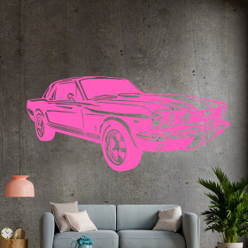 Veselá Stena Samolepka Automobil Ford Mustang Farba: ružová, Veľkosť: 100 x 47 cm