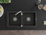 MEXEN MEXEN - Mario granitový drez 2-miska 820x436 mm, čierna / kovové zlato 6504822000-75
