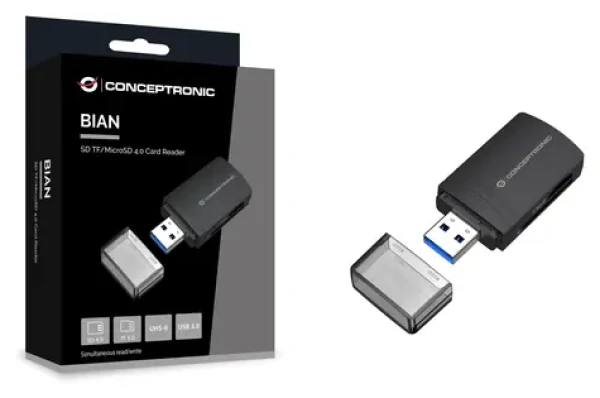 Conceptronic čierna / Čítačka pamäťových kariet / USB-A 3.2 Gen 1 / SD / microSD / UHS-II (BIAN06B)
