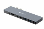 Canyon CNS-TDS08DG dokovacia stanica šedá / 2x USB-C / 2x USB 3.0 / 2x HDMI / 3.5mm jack (CNS-TDS08DG)