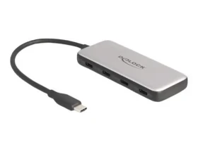 DeLock 64261 čiernosivá / USB hub / 4× USB-C / 10 Gbps / Power Delivery 100W (64261)