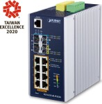 Planet PLANET IP30 DIN-rail Industrial L3 8P Zarządzany Gigabit Ethernet (10/100/1000) Aluminium, Modrý