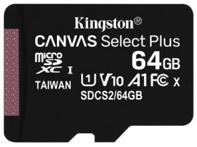 Kingston Canvas Plus microSDXC 64GB / UHS-I V10 / U1 / Class 10 (SDCS2/64GBSP)