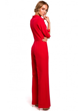 Model 18002216 Jumpsuit with a stand-up collar - red EU XXL