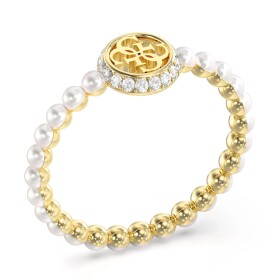 Guess Módny pozlátený prsteň s perličkami Tiny Pearly JUBR05522JWYG 54 mm