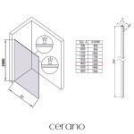 CERANO - Sprchová zástena Walk-in Crystal Ľ/P - 10 mm - bezvzperový systém - čierna matná, grafitové sklo - 140x200 CER-8050BD82697