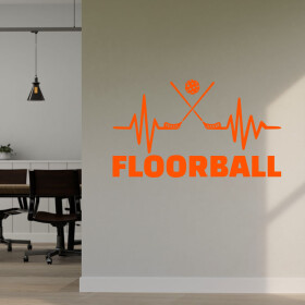 Veselá Stena Samolepka Floorball Farba: oranžová, Veľkosť: 40 x 23 cm