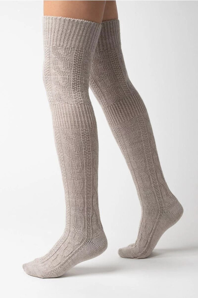 Dámske vlnené vysoké čižmy 089 Light beige - Steven 35-37 světle béžová