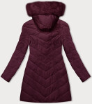 Prešívaná zimná bunda v bordovej farbe s kapucňou LHD (2M-057) odstíny červené S (36)