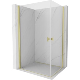 MEXEN/S - Mist-B Duo sprchovací kút dvere krídlové 100 x 90, transparent, zlato kartáčovaná 8A2-100-090-55-00
