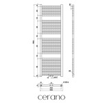 CERANO - Kúpeľňový radiátor Lincoln - stredové pripojenie 50mm/bočné - 484W - biela lesklá - 1600x500 mm CER-429583