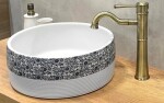 SAPHO - PRIORI keramické umývadlo na dosku Ø 41 cm, bielá s modrým vzorom PI027