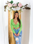 Sexy Koucla Crop Top with Cut Outs and Lacing detail lightgreen Einheitsgroesse