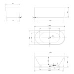 AQUALINE - TIBERA L rohová stojaca vaňa 170x80cm, biela E1026