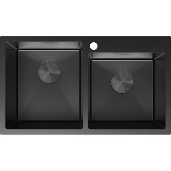 MEXEN - Xorin oceľový drez 2-bowl 780 x 450 mm, čierna 6441782000-70
