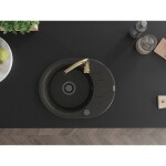 MEXEN/S MEXEN/S - Kevin granitový drez s odkvapkávačom vrátane batérie Telma, čierna/zlatá metalik 6517-75-670200-50-B
