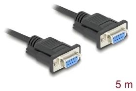 DeLock D-Sub9 (F) - D-Sub9 (F) 5m čierna / Sériový kábel / RS-232 / AWG 28 (86826)