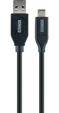Schwaiger USB-A - USB-C kábel čierna / Dátový kábel / USB 3.2 Gen 2 / 5 Gbit/s / 0,15 m (LK050C533)