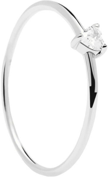 PDPAOLA Minimalistický strieborný prsteň so srdiečkom White Heart Silver AN02-223 50 mm