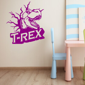 Veselá Stena Samolepka Dinosaurus T-REX Farba: fialová, Veľkosť: 80 x 87 cm