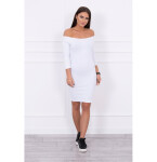 Dámske mini šaty s vrúbkami 8974 White - K-Fashion UNI bílá