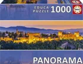 Educa Panoramatické puzzle Západ slnka v Španielsku: Alhambra - Granada