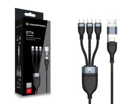 Conceptronic kábel USB-C a USB-A na 3x USB-C čierna / Kábel / USB 2.0 / 1,5 m / 100 W PD (ETTA06B15C)