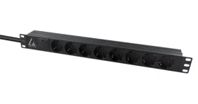 Lanview Rackový PDU 19" 8x Schuko / Rozvodný panel / 1U / 16 A / 3 m / Prepäťová ochrana (LVR-3MSCH-SPD-SCH8)